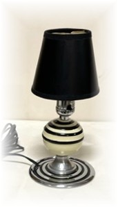 Art Deco Squat Table Lamp with Porcelain Stem