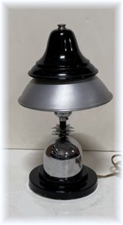 Art Deco Table Lamp with Double Metal Helmet Shade