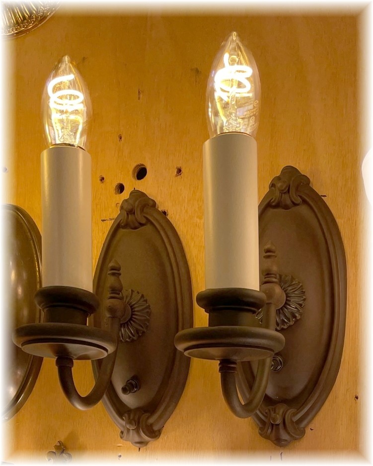Brass pair single candle sconces