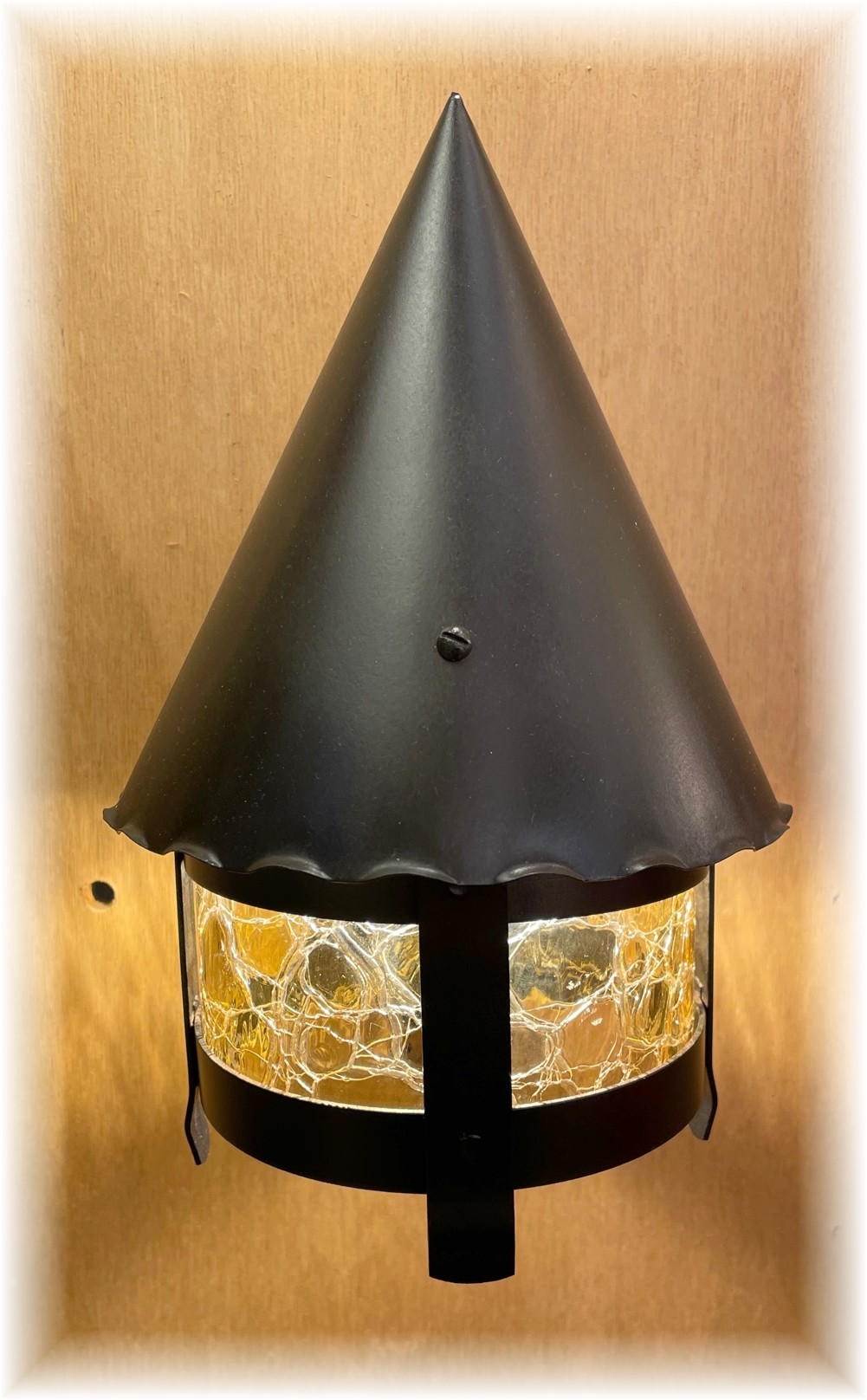 Witch's hat top outdoor wall sconce
