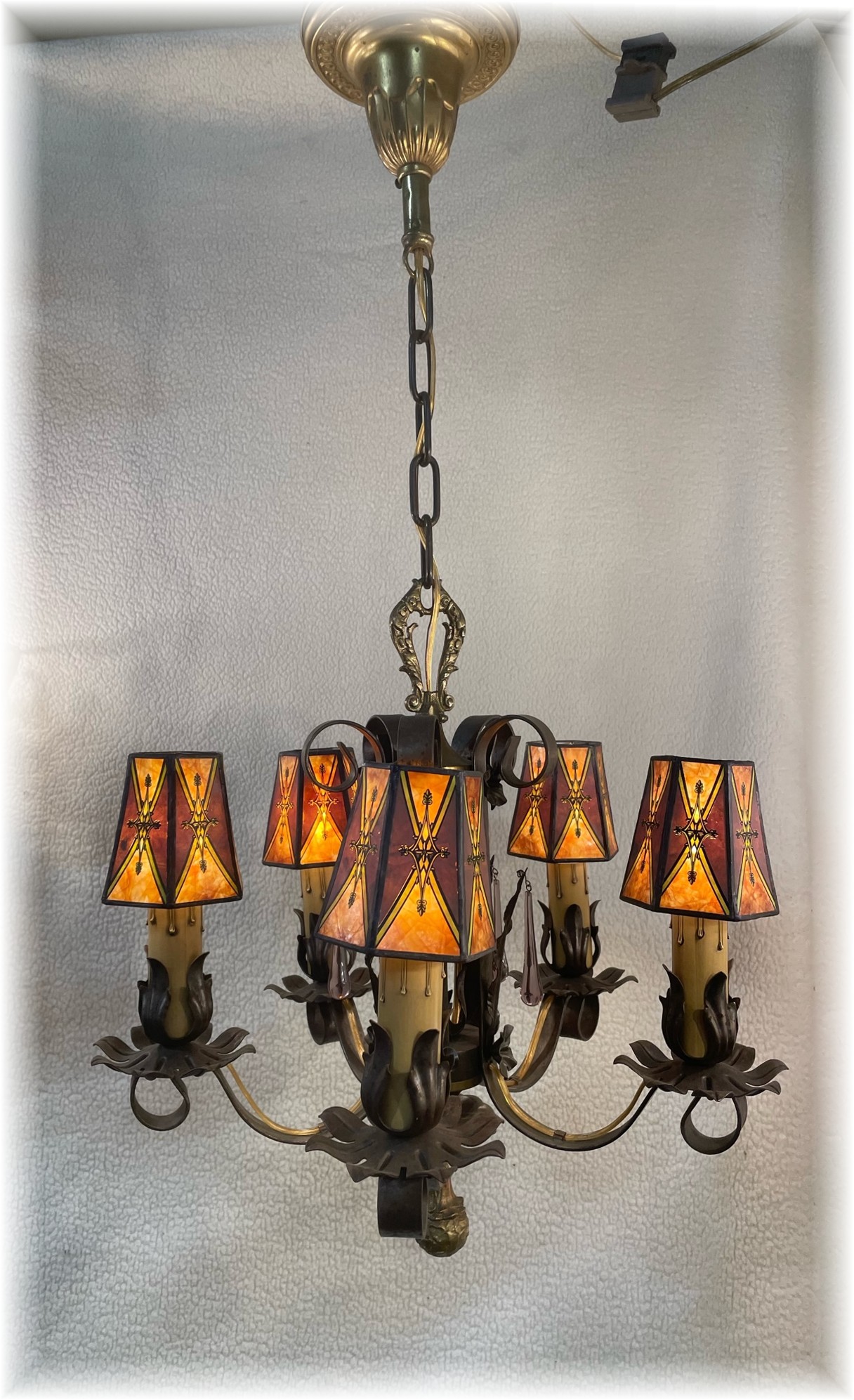 Candle Chandelier with Mica Shades